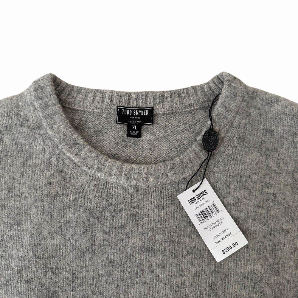 Todd Snyder Brushed Wool Crewneck Sweater Gray Size XL NWT $298